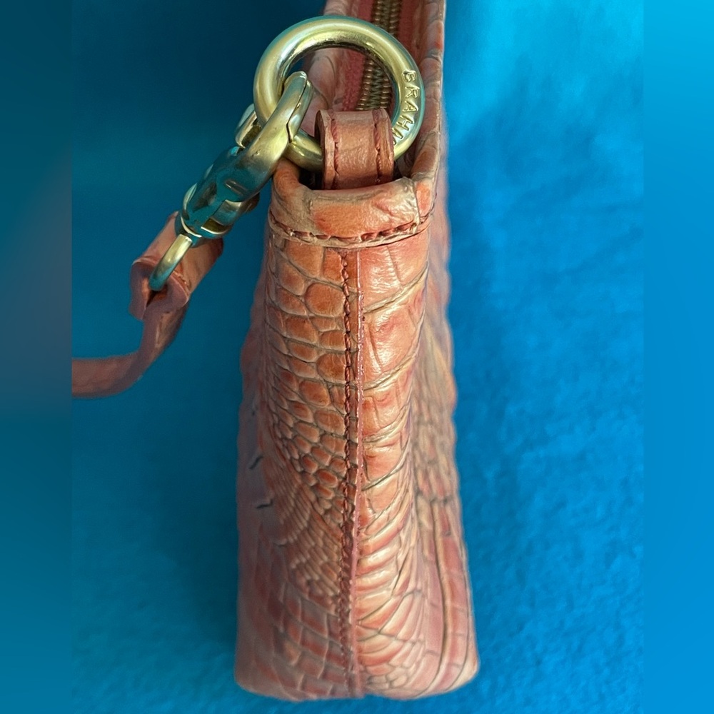 👛 Brahmin Lorelei Orange Melbourne Crocodile Embossed Leather Shoulder Bag. 👛 - Picture 8 of 16